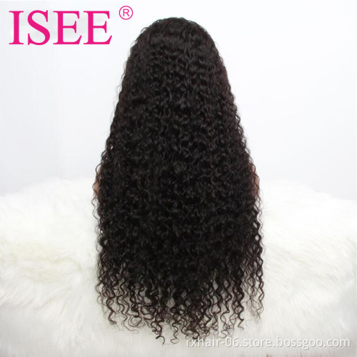 High Quality Human Hair Wigs Virgin Remy Brazilian HD Transparent 13X6 Lace Front Water Wave Curly Wig For Black Women